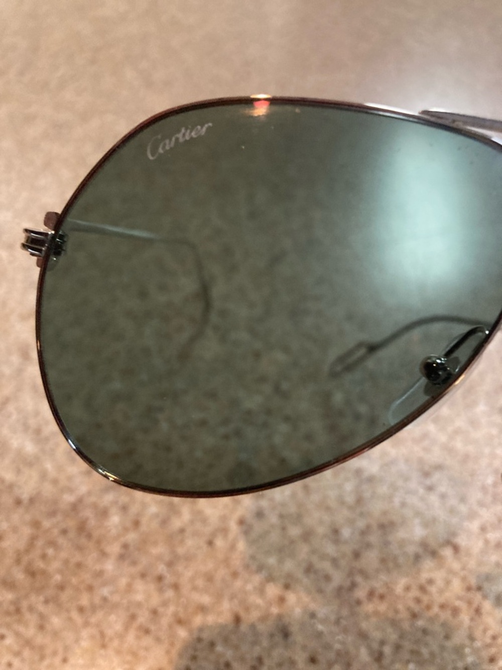 Cartier Silver Frame Green Lens Aviator Sunglasses - Picture 3 of 7